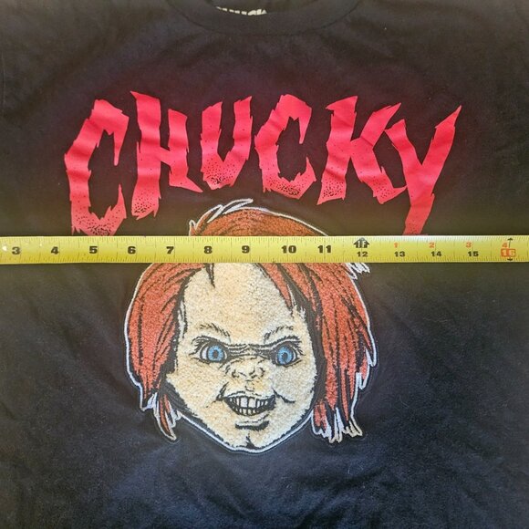 Chucky Child's Play T-Shirt‎ Horror Movie Tee Knit Embroidered Face Halloween M - Picture 4 of 5